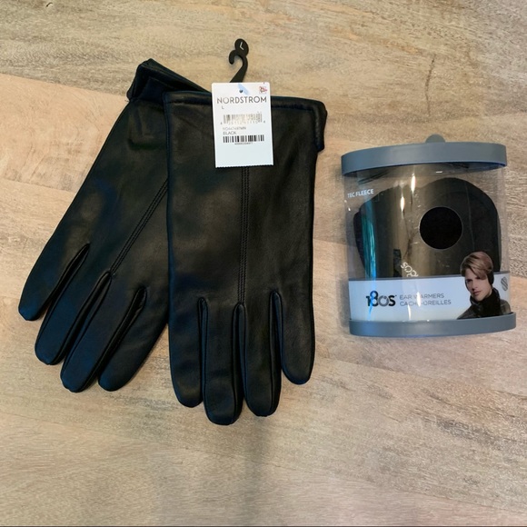 NWT Men's Winter Accessories Lot Nordstrom Leather Gloves + Ear Muffs Warmers - Picture 2 of 7